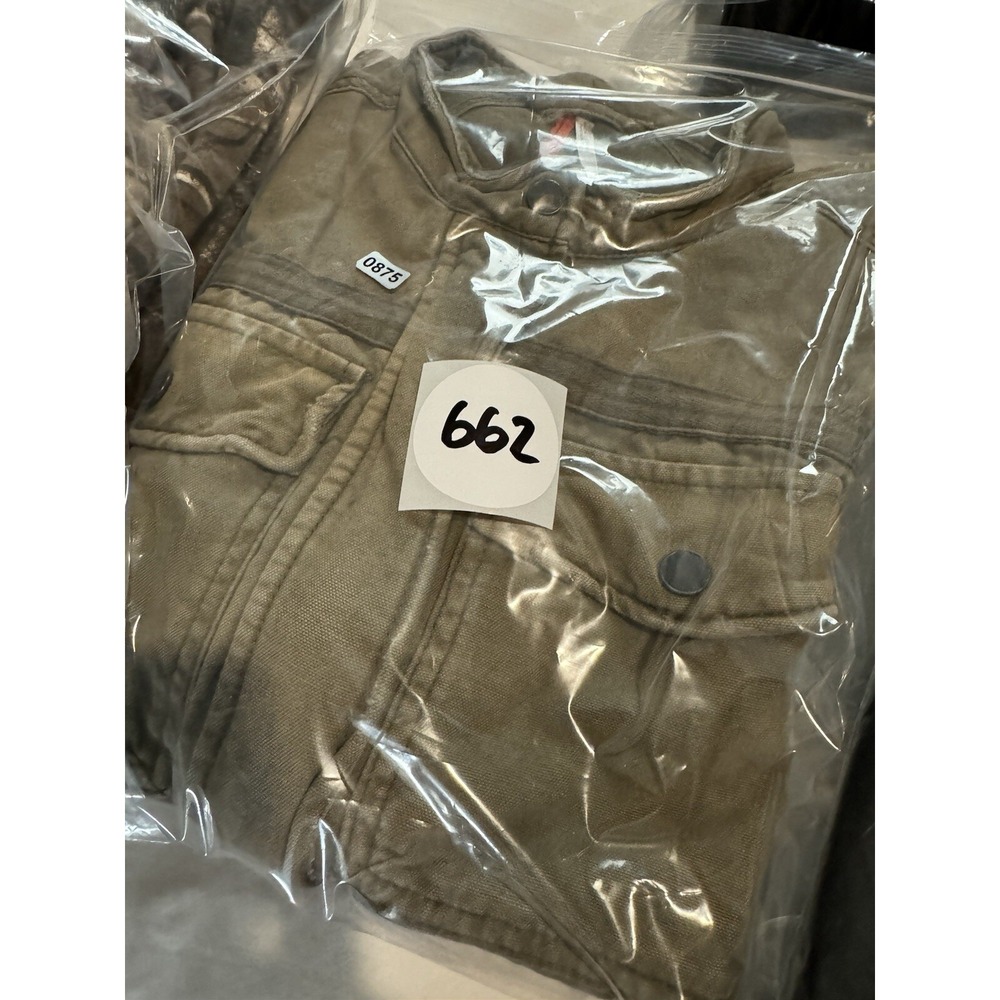 Free People Jacket Women Green Full Zip Military Utility Jacket Distressed Cargo - Picture 7 of 7